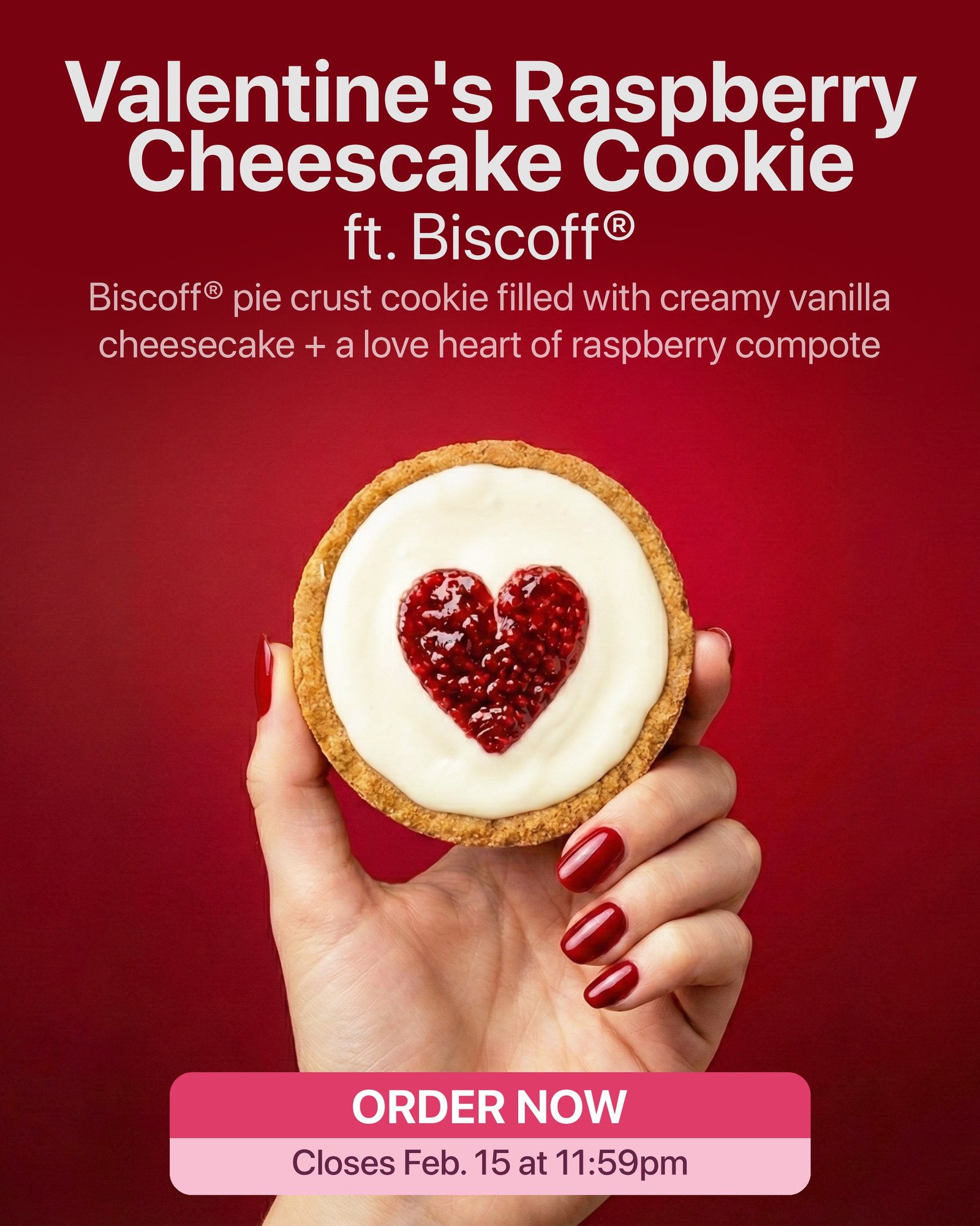 Valentine's Raspberry Cheesecake Cookie ft. Biscoff® - Image 2